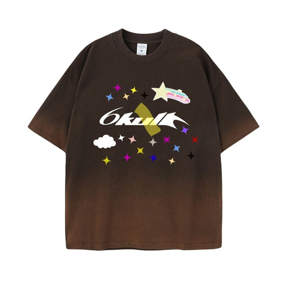 6Kull Star Plan Rainbow Washed T-Shirt
