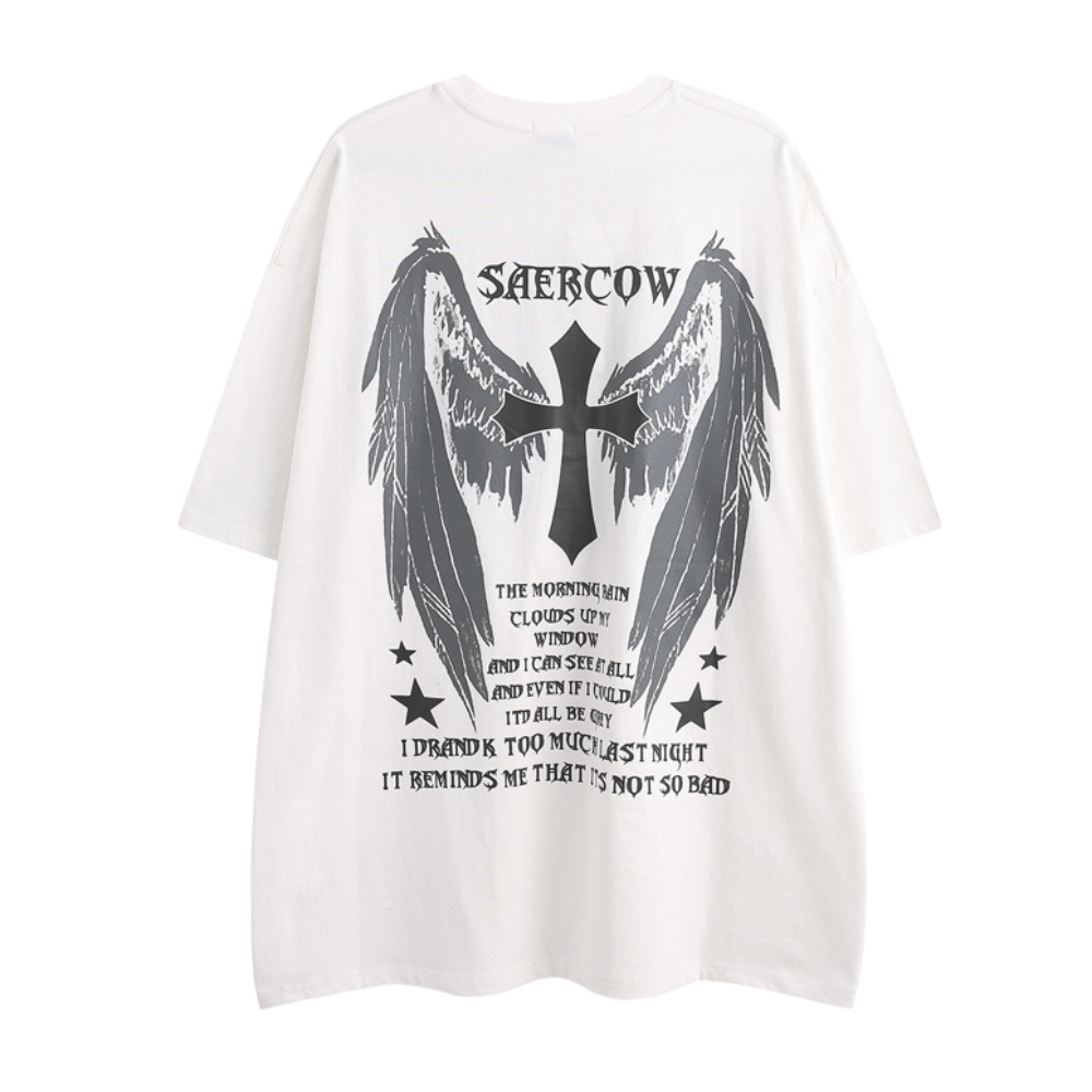 Hip Hop Cross Angel Wings T-shirt