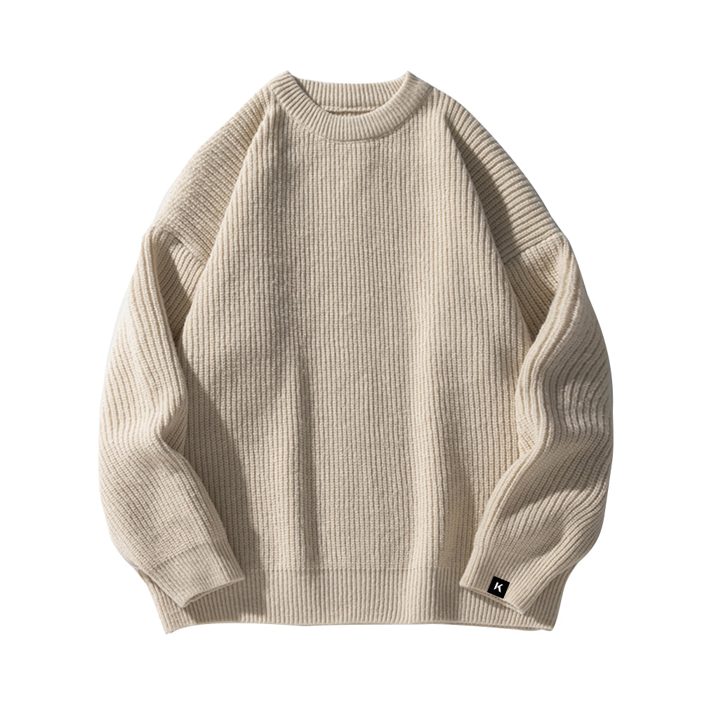 Japanese Thick Needle Pit Texture Solid Color Sweater