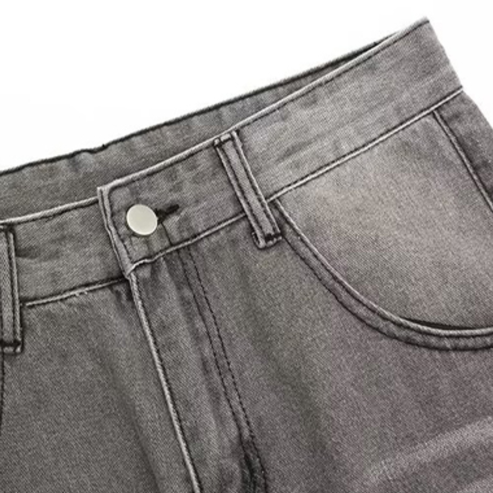 Green Star Embroidery Straight Jeans