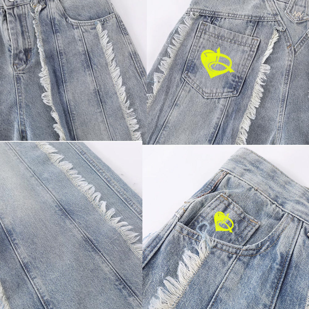 DF Heavy Frayed Floor-Length Jeans