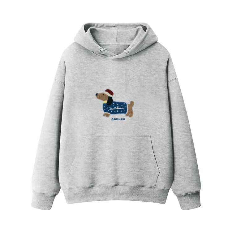 AG Embroidery Dachshund Dog In Christmas Hat Hoodie