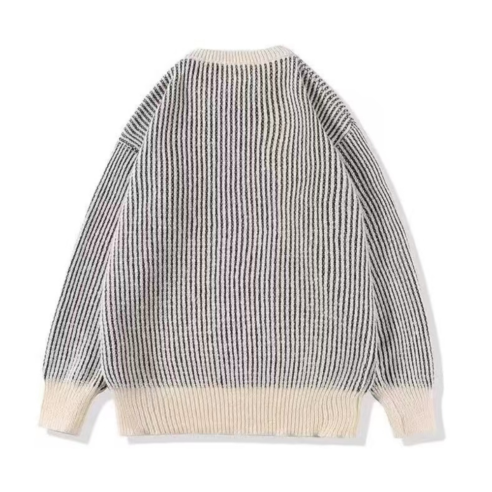 OOC' Vintage Loose Crewneck Pinstripe Knit Sweater