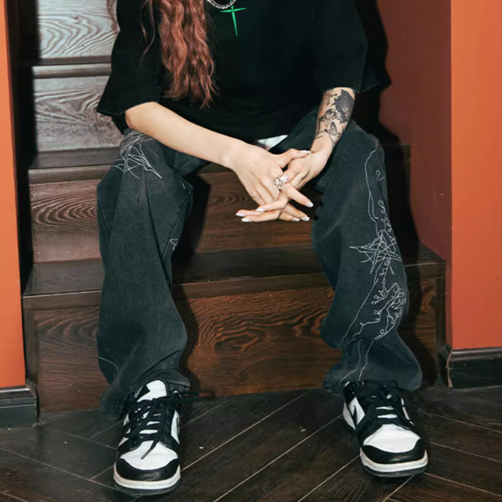 High Street Embroidered Jeans