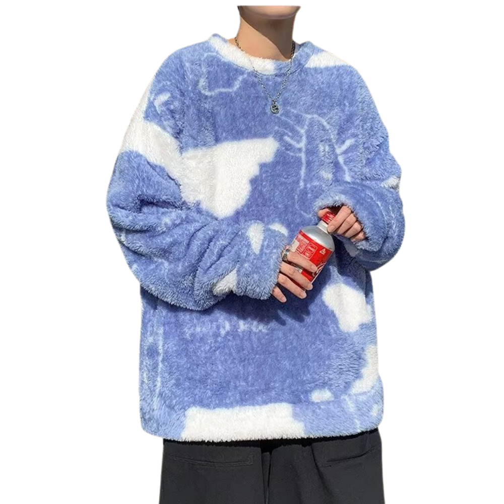 Cartoon Dairy Cow Sherpa Sweater