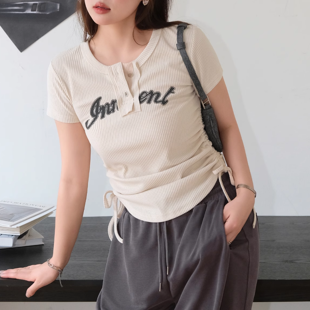 Women's Japanese Slim Drawstring T-shirt