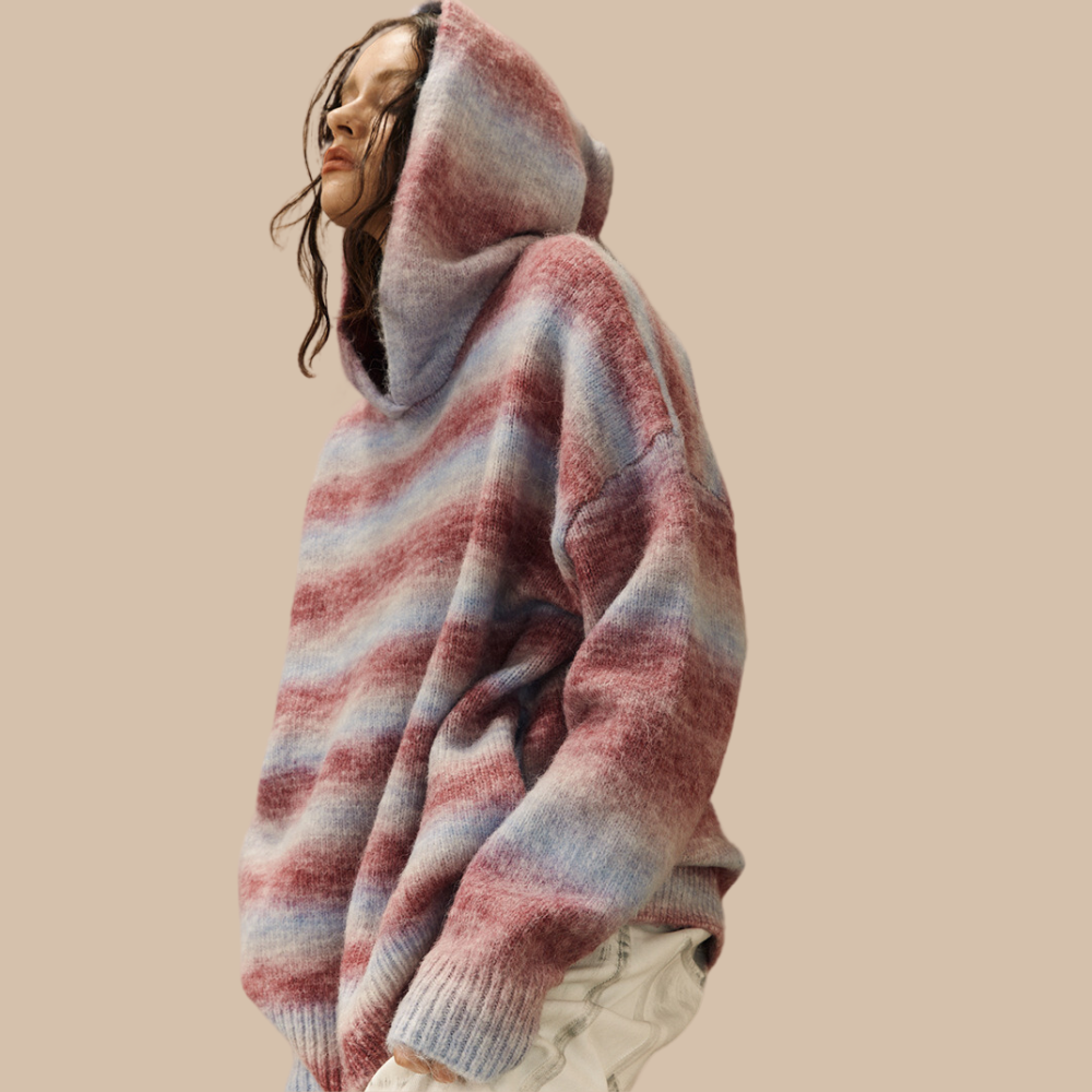 Dopamine Striped Hooded Sweater