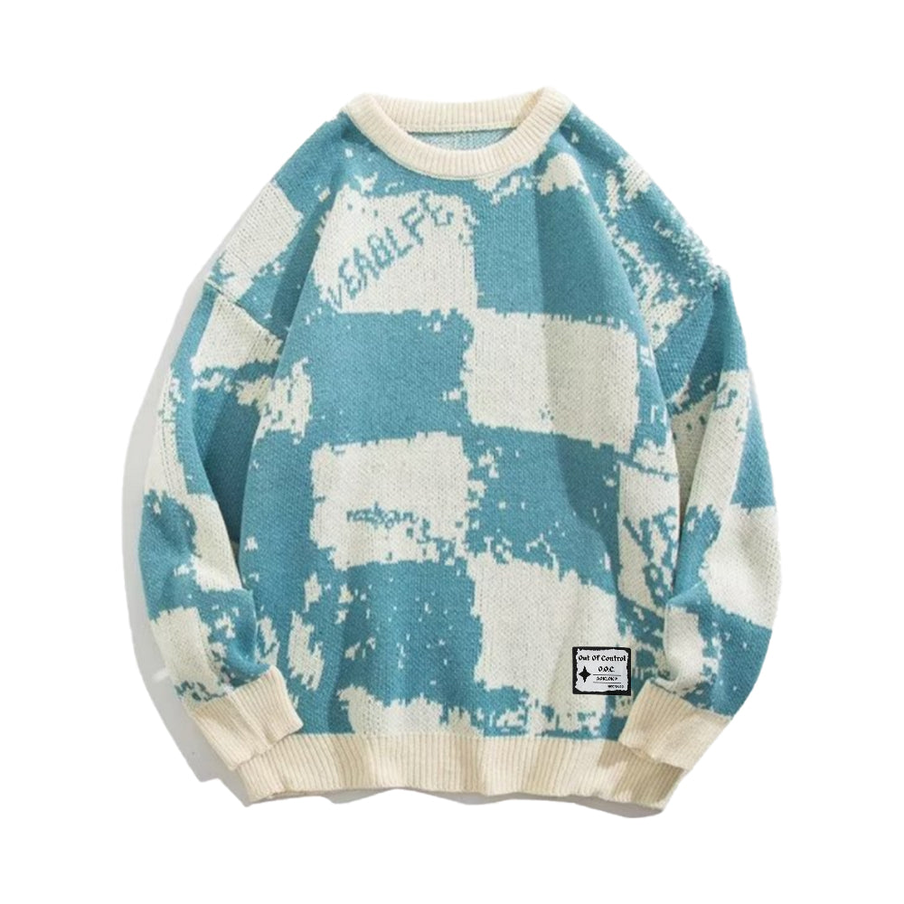 OOC' Loose Contrast Checkerboard Sweater