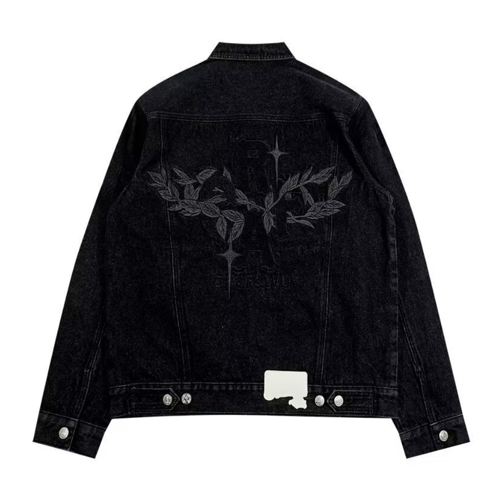 Vintage Lettering Embroidered Denim Jacket