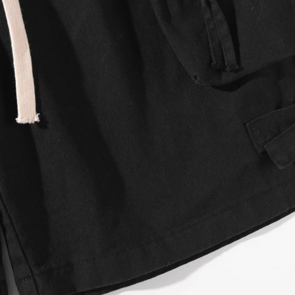 Retro Street Solid Straight Cargo Shorts