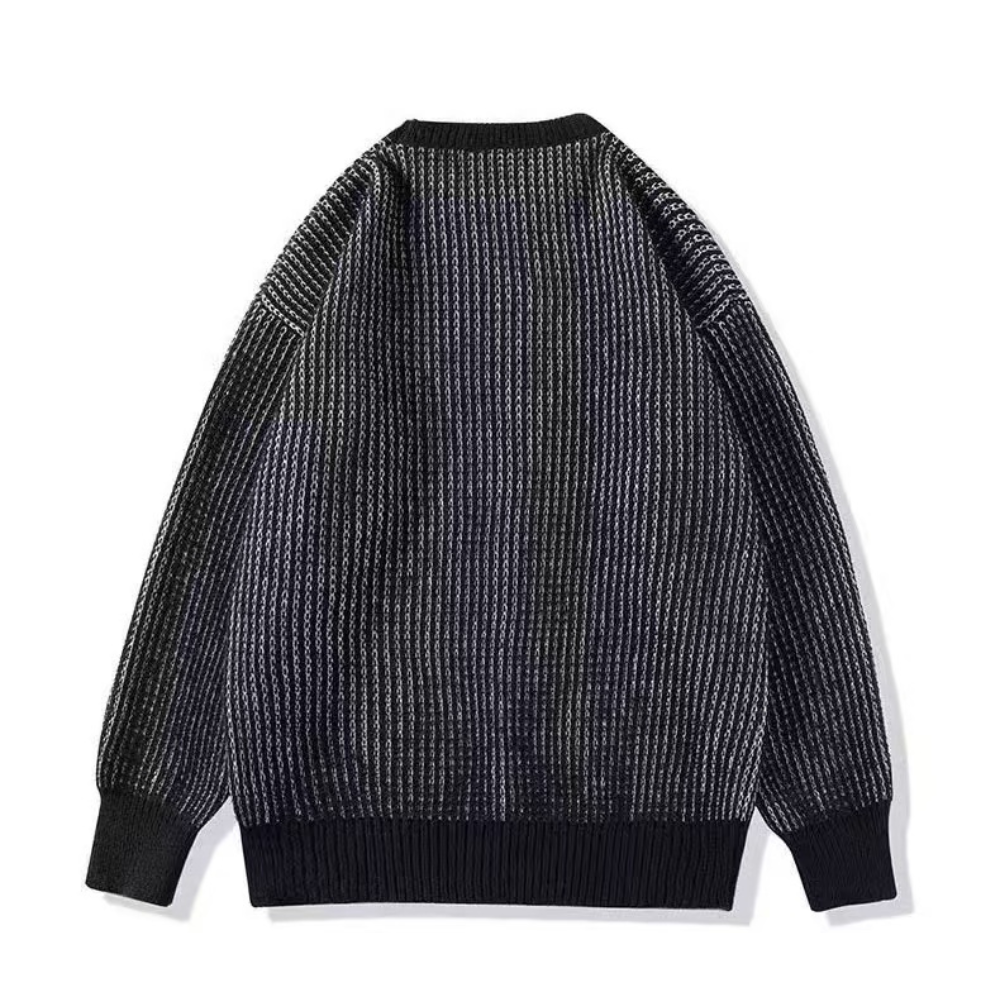 OOC' Vintage Loose Crewneck Pinstripe Knit Sweater