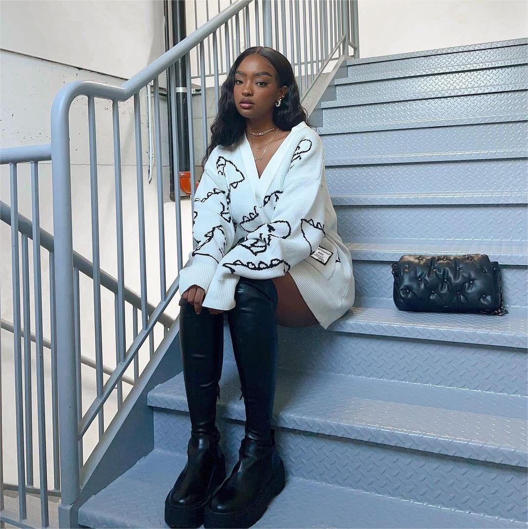 OOC' Dinosaur Pattern Cardigan