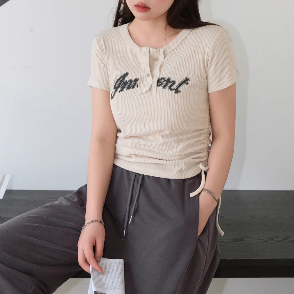 Women's Japanese Slim Drawstring T-shirt