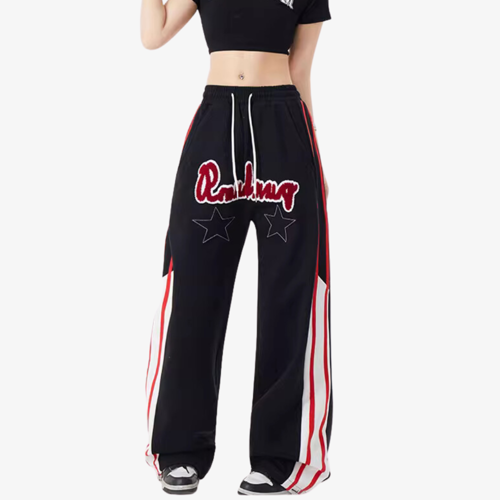 Alphabet Jacquard Pentagram Drawstring Sweatpants