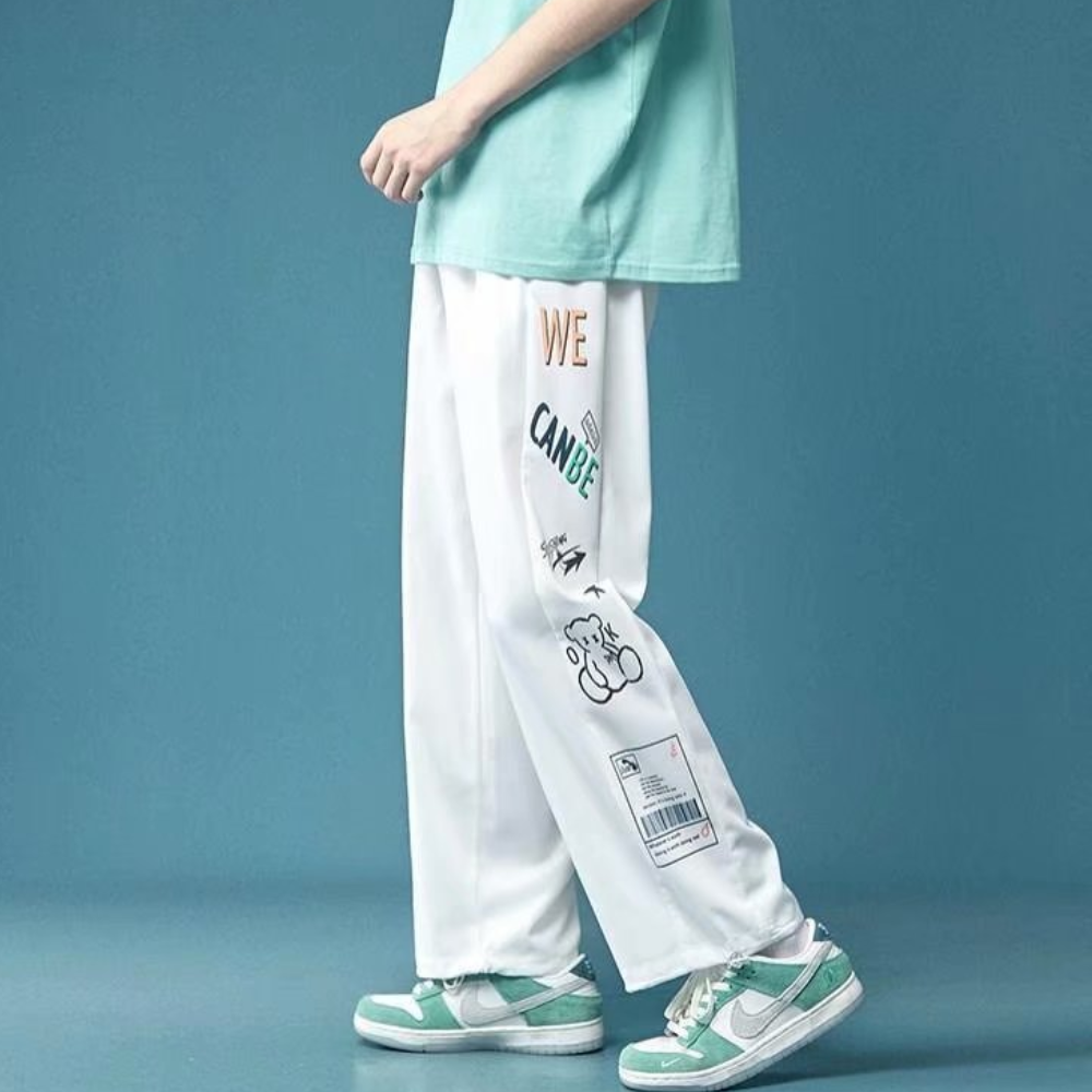 Cartoon Bear Letter Graphic Sweatpants