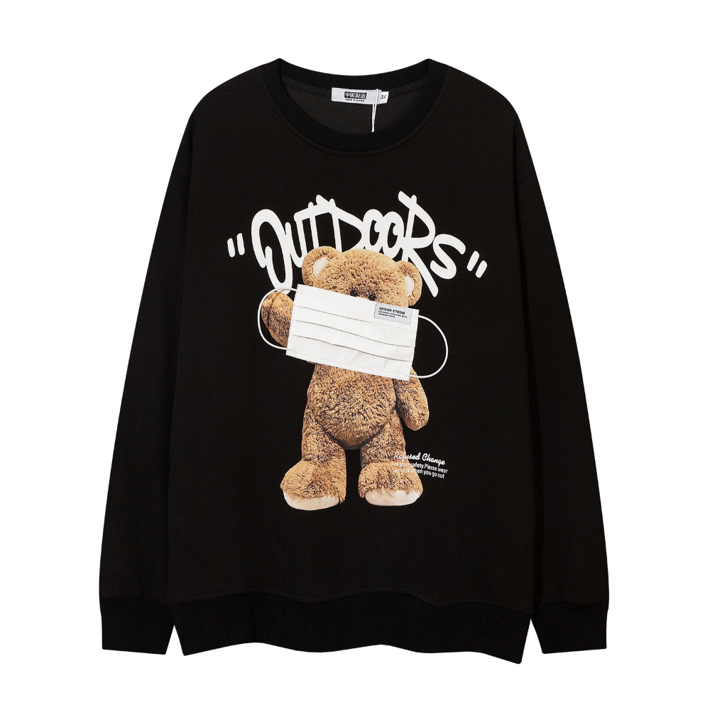 Casual Three-dimensional Mask Bear Sweatshirt