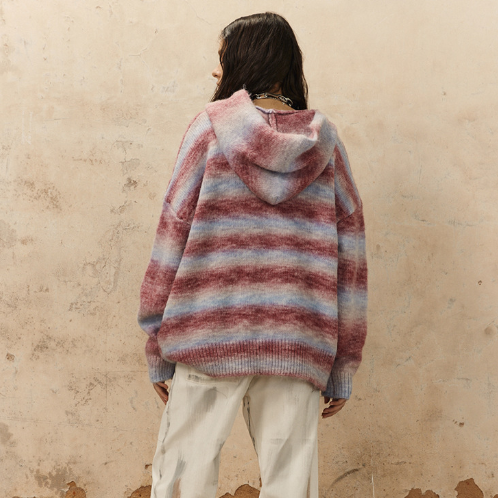 Dopamine Striped Hooded Sweater