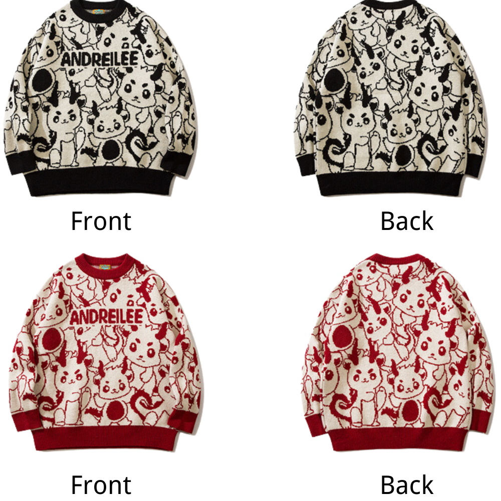 Cute Cartoon Dragon Pattern Sweater