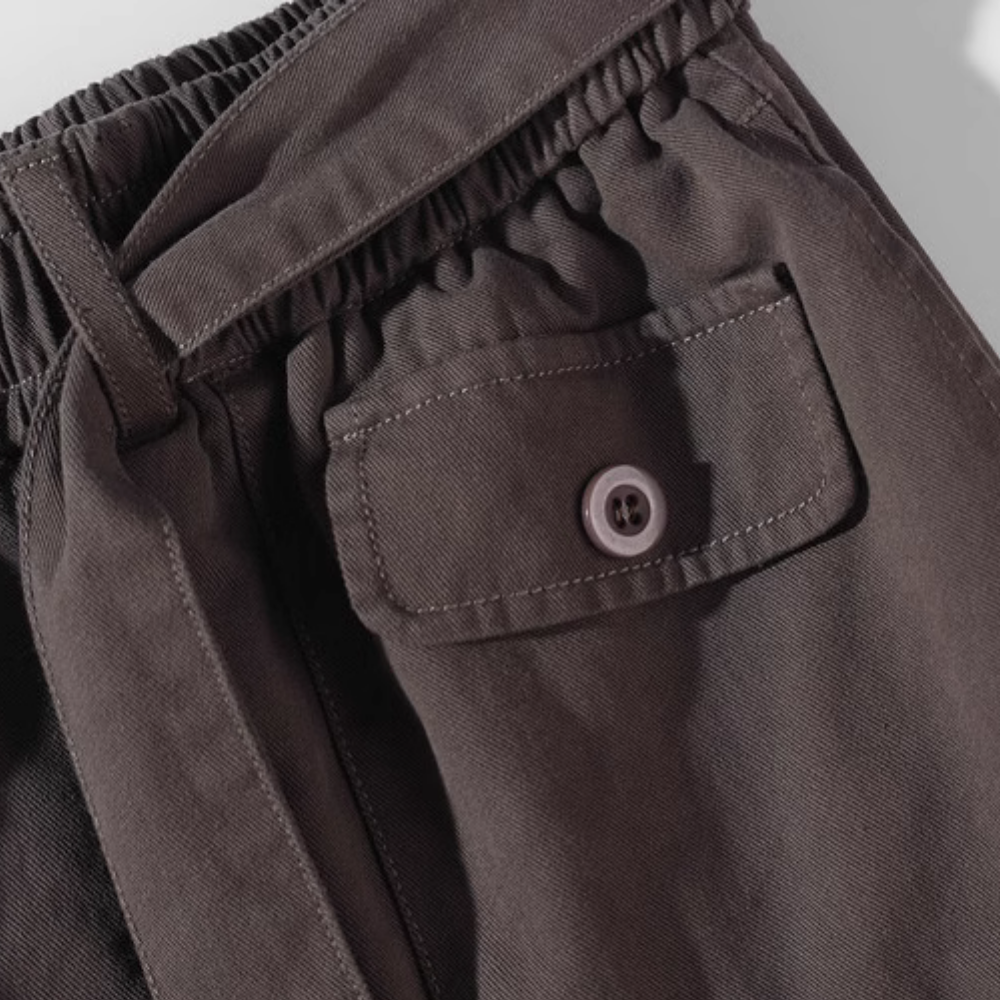 Solid Multi-Pocket Cargo Shorts