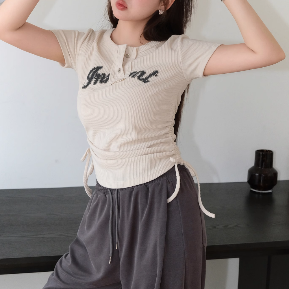 Women's Japanese Slim Drawstring T-shirt