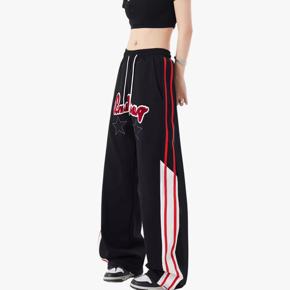Alphabet Jacquard Pentagram Drawstring Sweatpants