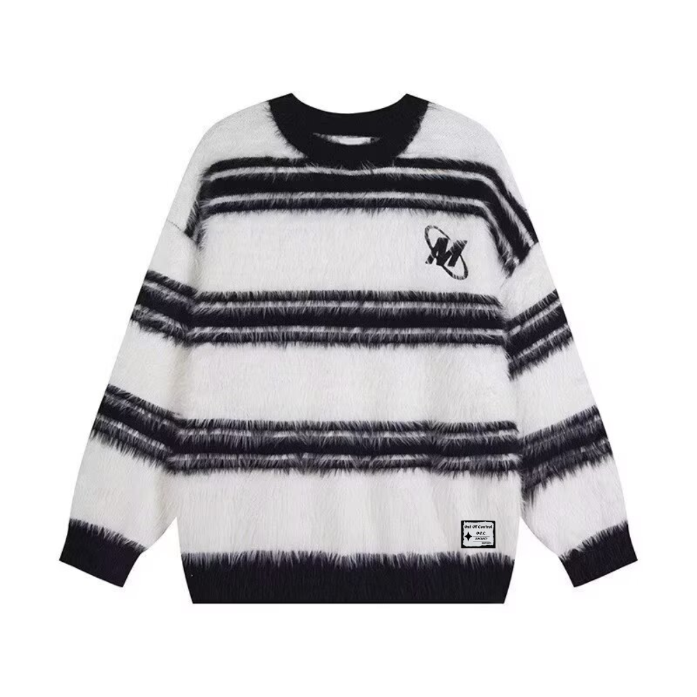 OOC' Retro Lazy Style Mink Striped Sweater
