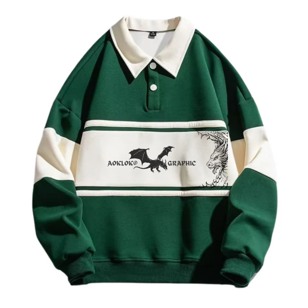 AG Dragon Battle Contrasting Polo Sweatshirt