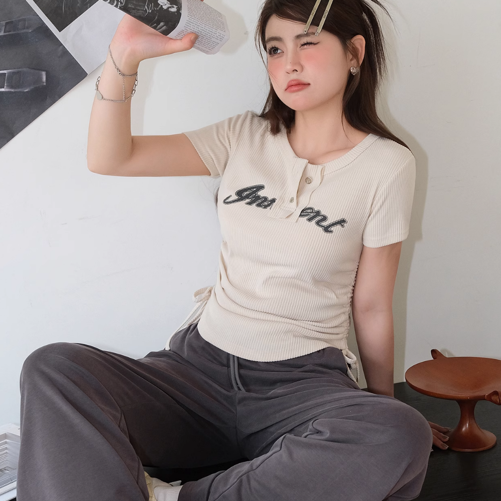 Women's Japanese Slim Drawstring T-shirt