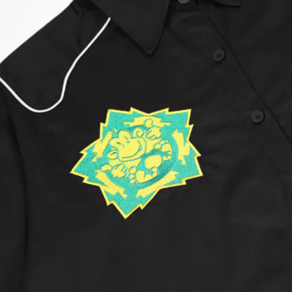 Street Black Alphabet PU Shirt