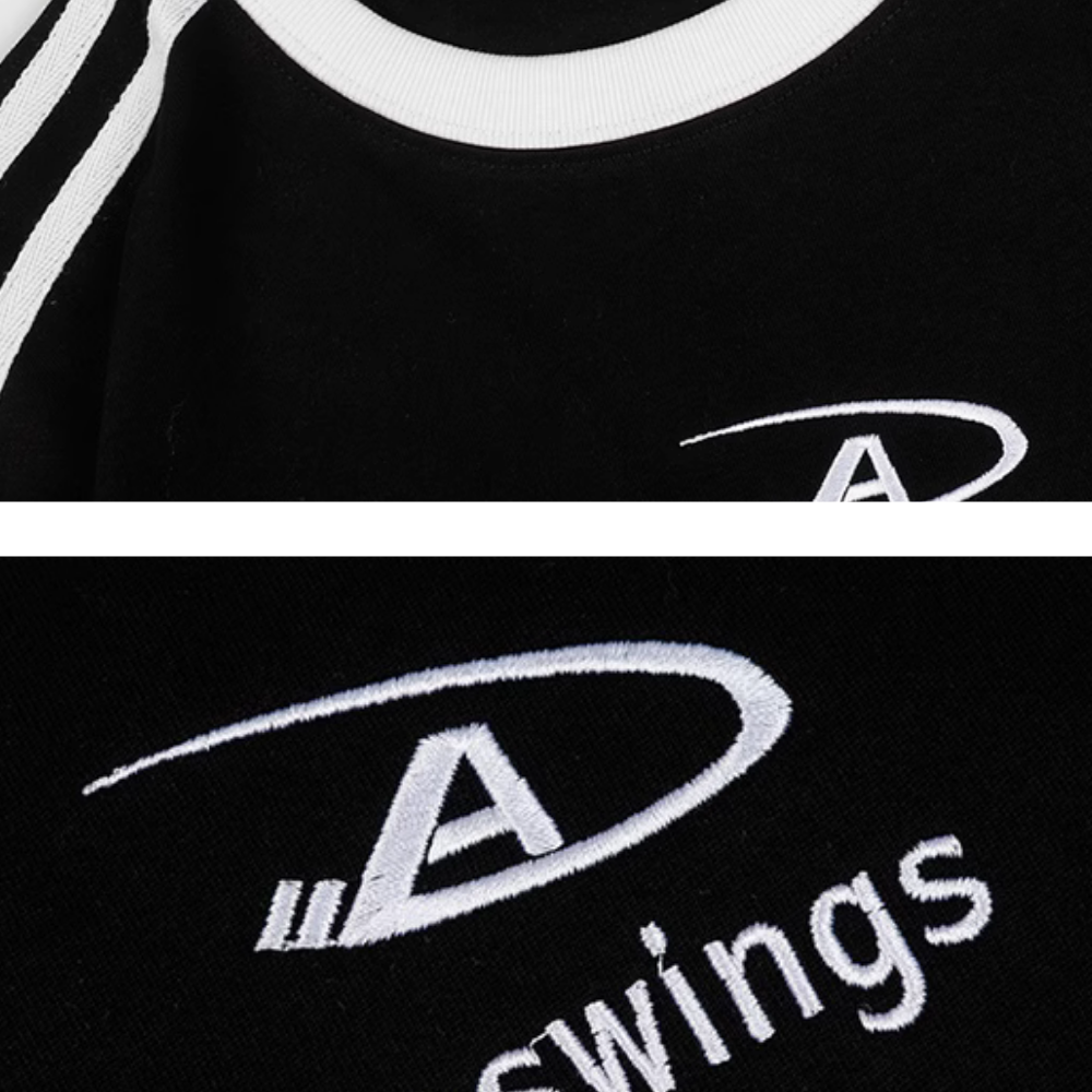 American Heavy Letter Embroidery Raglan T-shirt
