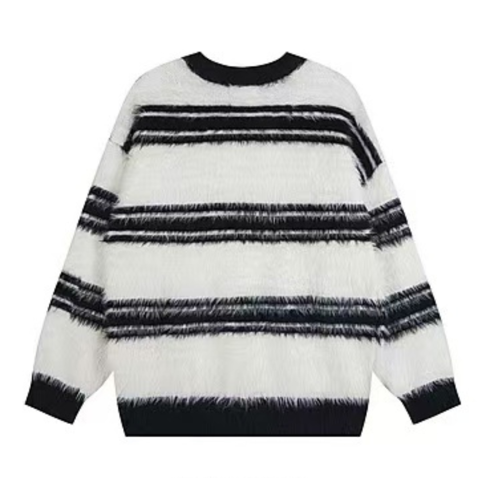 OOC' Retro Lazy Style Mink Striped Sweater