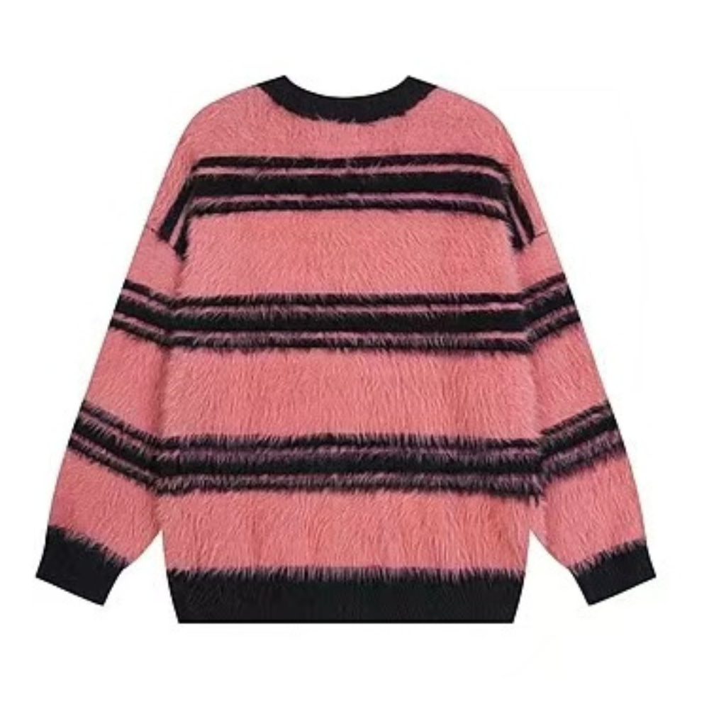 OOC' Retro Lazy Style Mink Striped Sweater