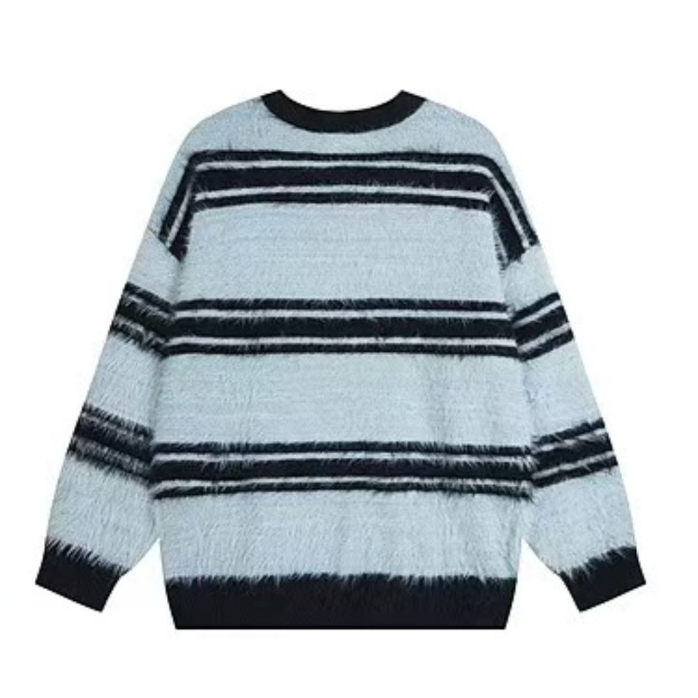 OOC' Retro Lazy Style Mink Striped Sweater