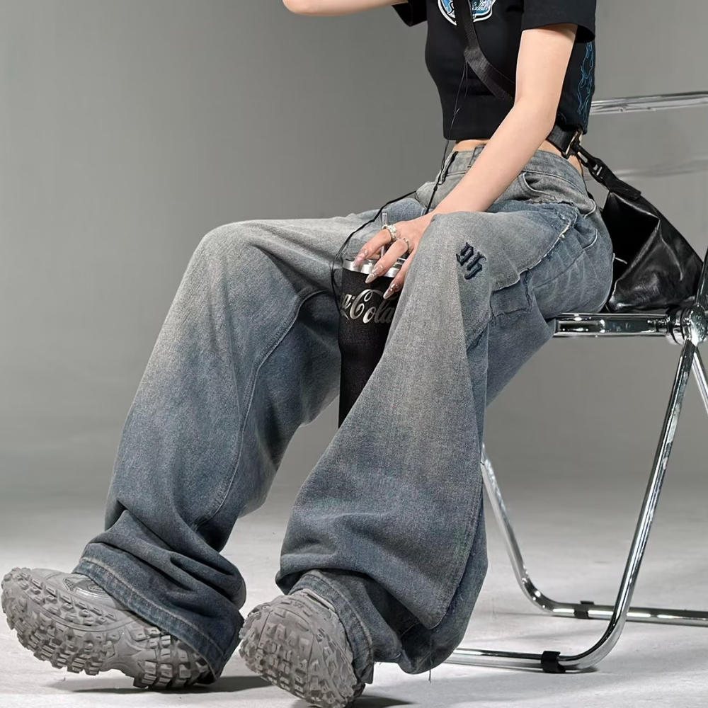 Women's High Street Washed Wide Leg Jeans