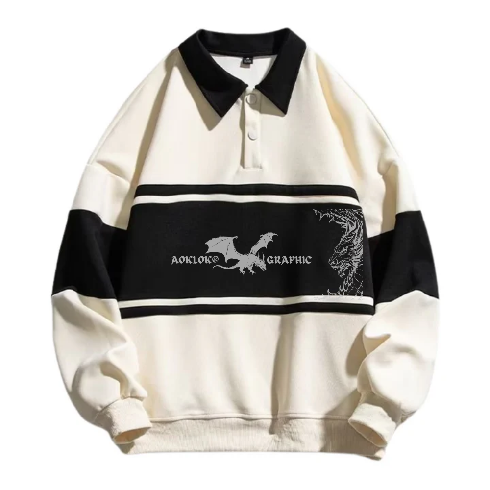 AG Dragon Battle Contrasting Polo Sweatshirt