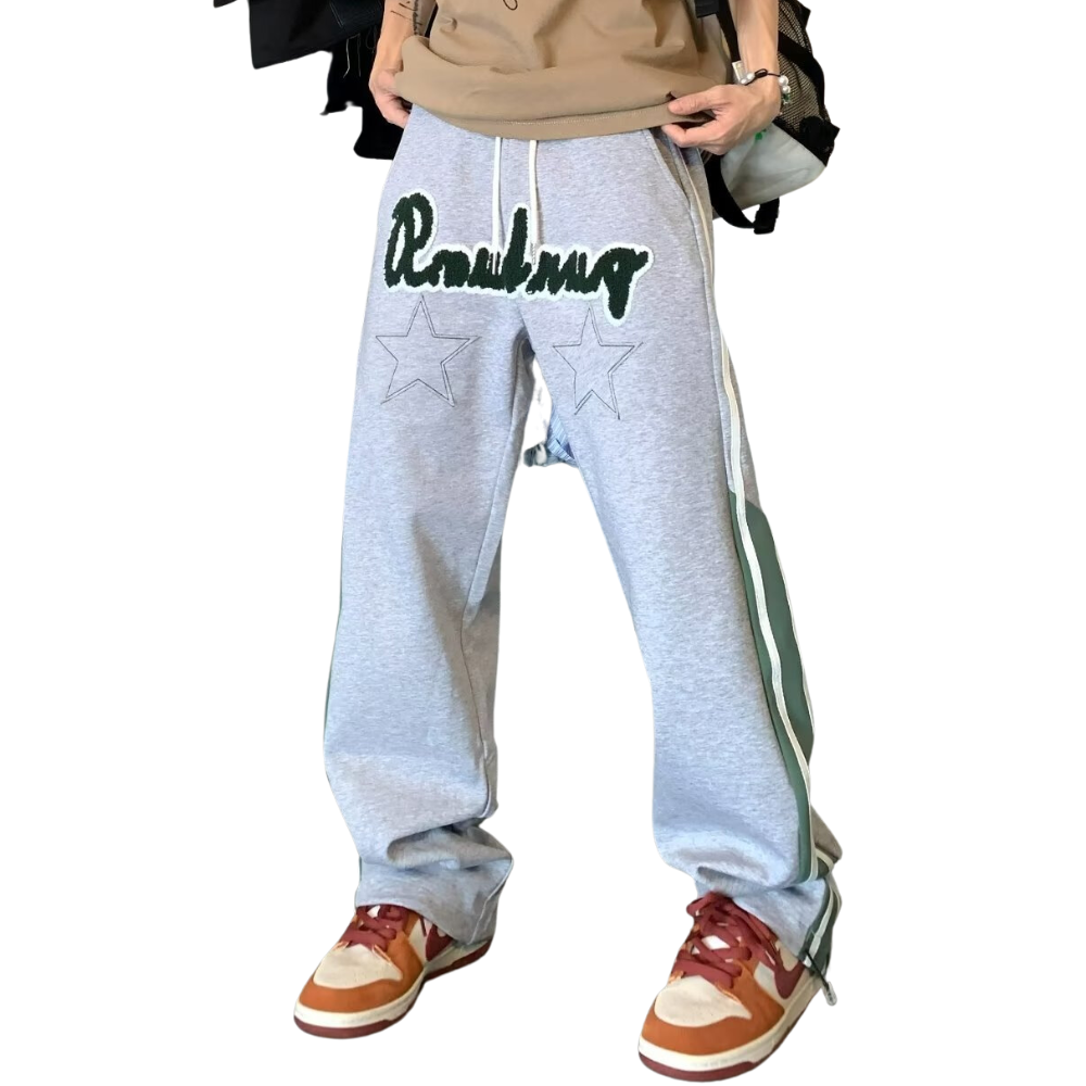 Alphabet Jacquard Pentagram Drawstring Sweatpants