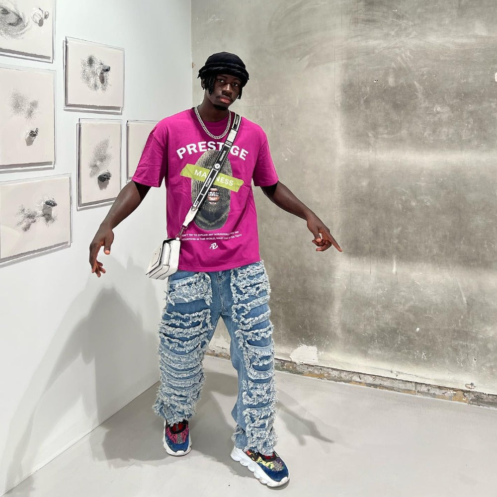 Street High Irregular Cut Solid Color Jeans