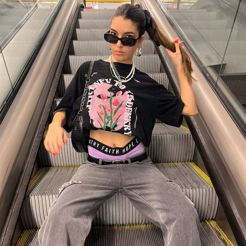 American Street Tulip Print Cotton T-shirt