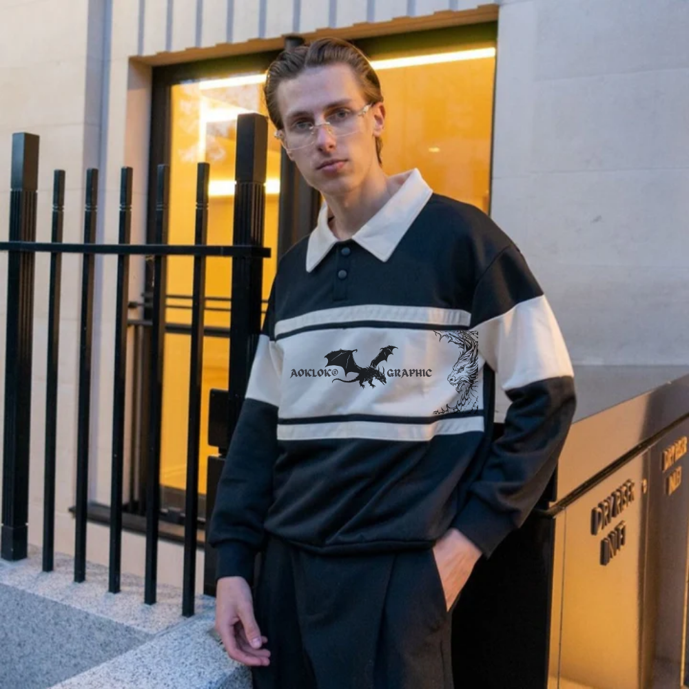 AG Dragon Battle Contrasting Polo Sweatshirt