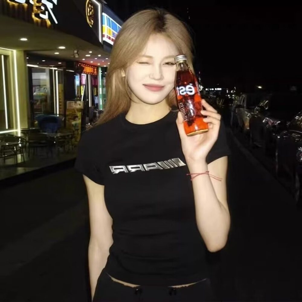 Women's Metallic Print Slim Fit T-Shirt