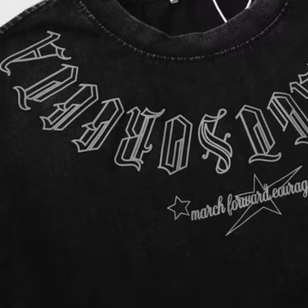 Dark Gothic Alphabet Crewneck T-Shirt