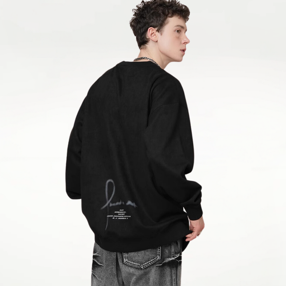 Casual Suede Reflective Letter Print Sweatshirt