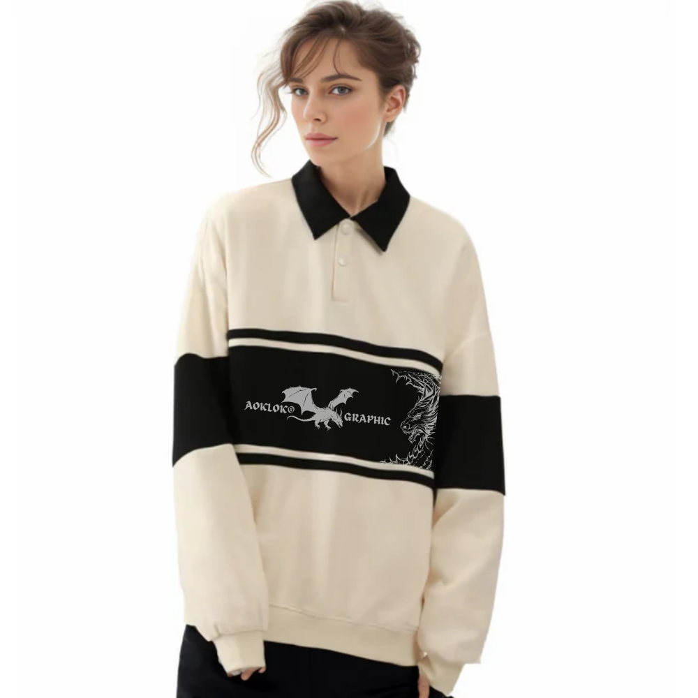 AG Dragon Battle Contrasting Polo Sweatshirt