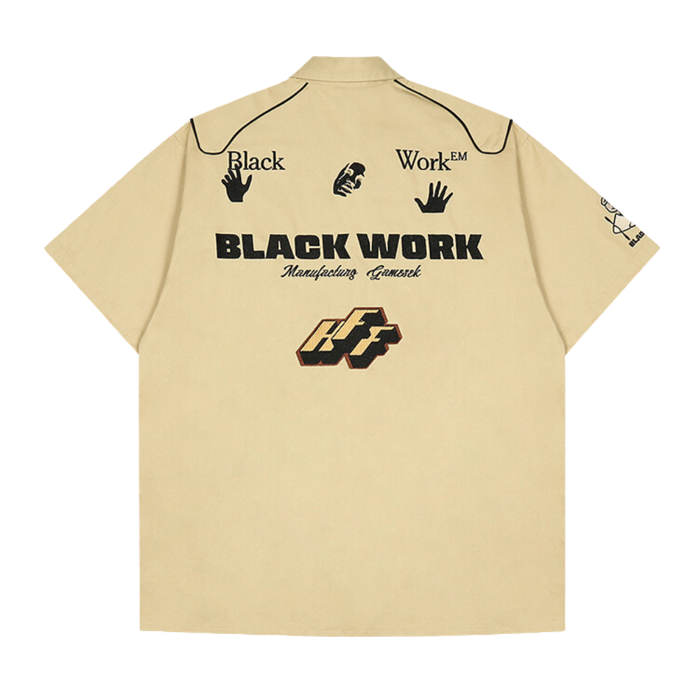 Street Black Alphabet PU Shirt