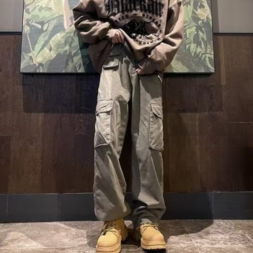 Versatile High Street Straight Cargo Pants