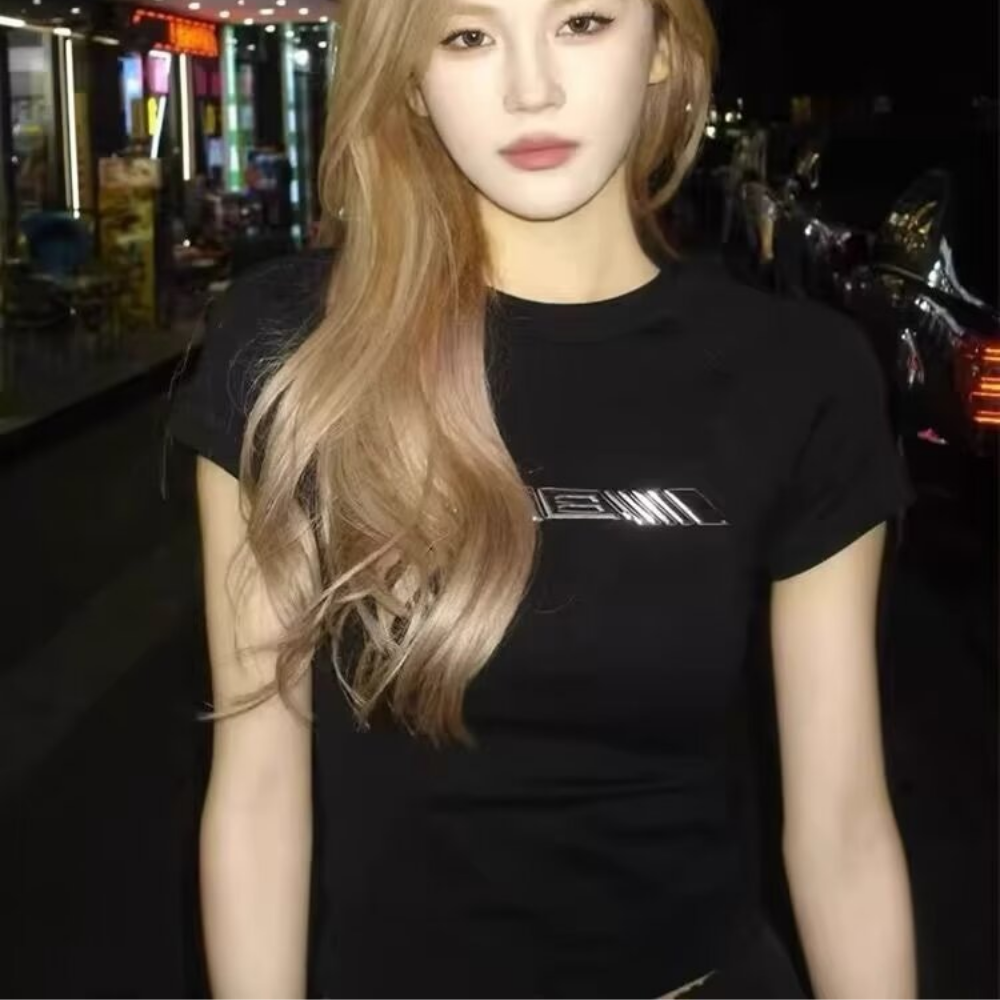 Women's Metallic Print Slim Fit T-Shirt