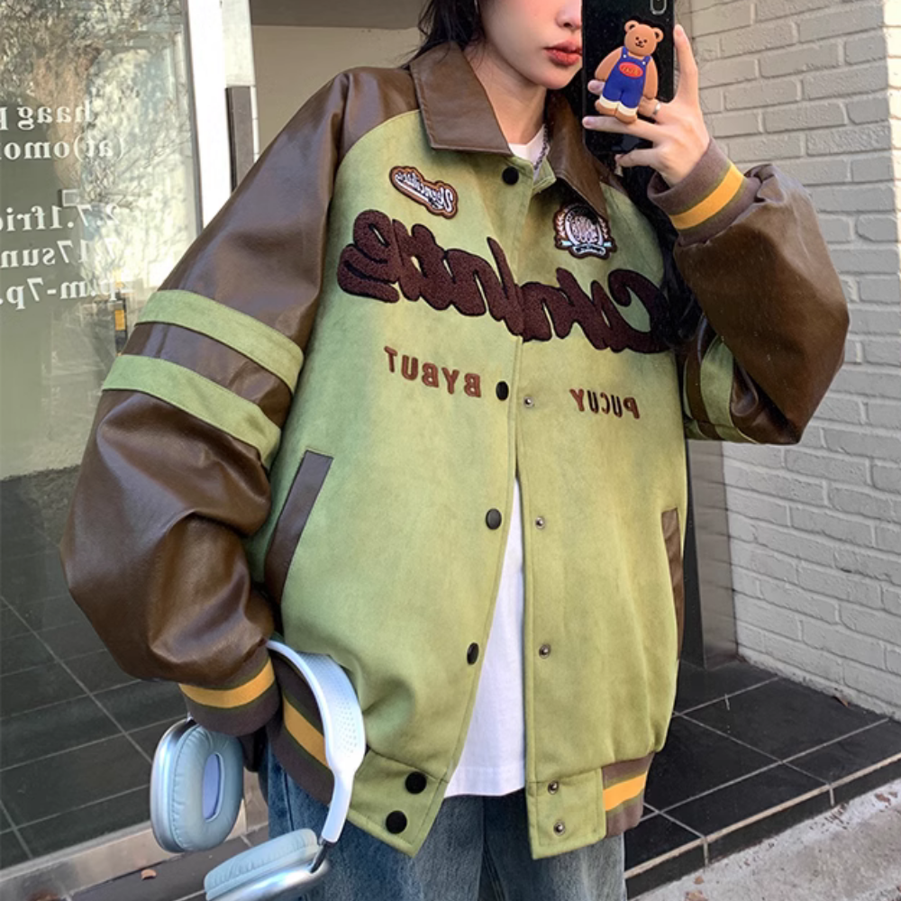 Vintage Towel Embroidered Suede Jacket