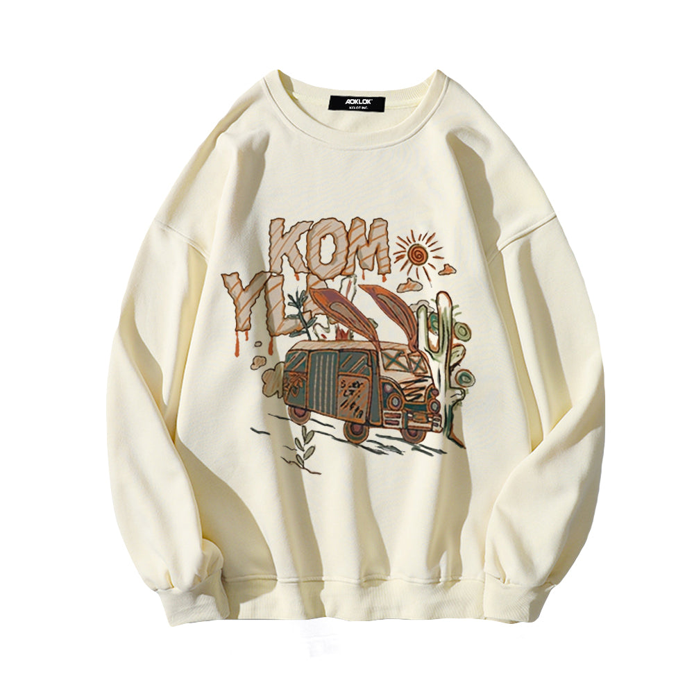 Casual Cartoon Car Sweatshirt