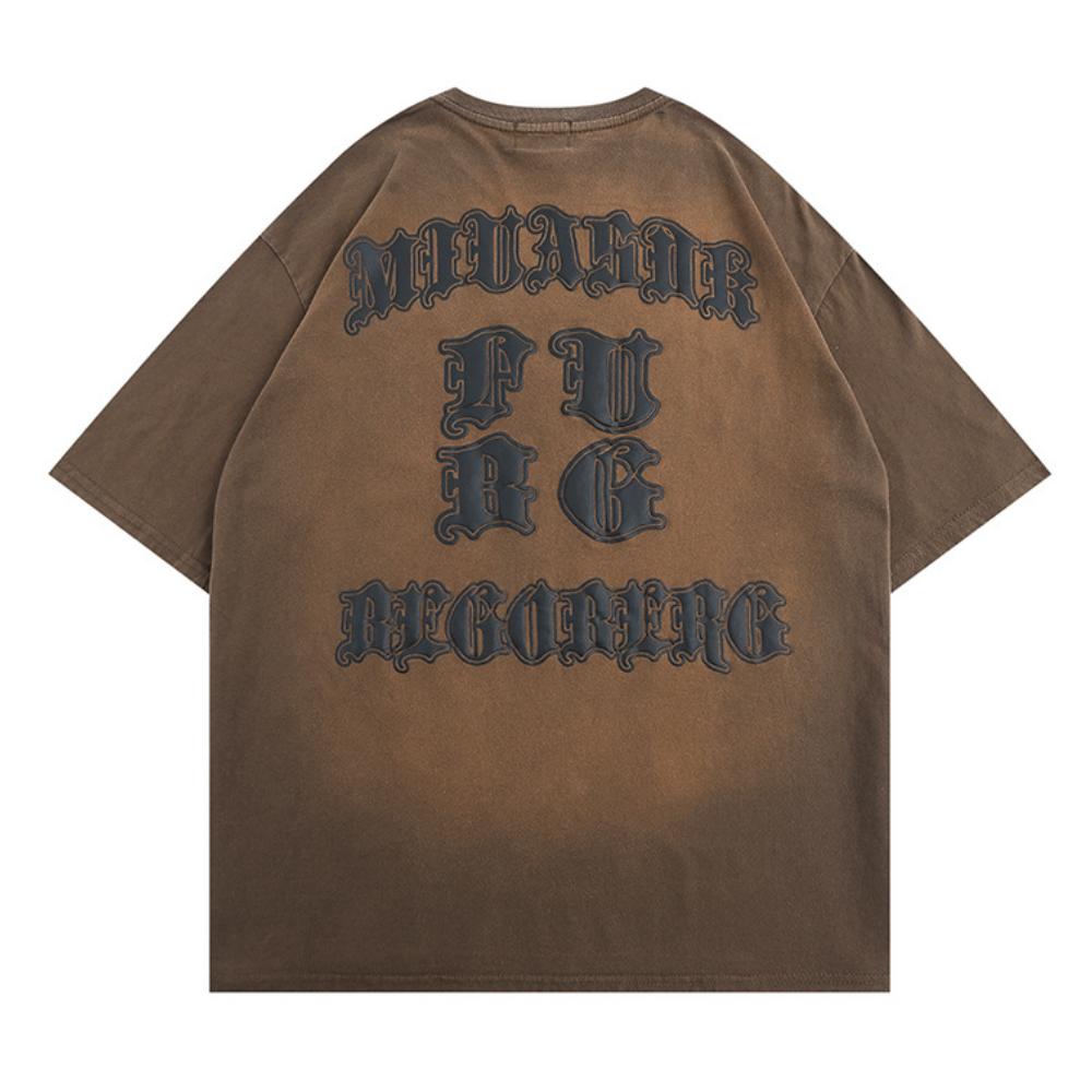 Retro 3D Gothic Lettering Washed T-shirt