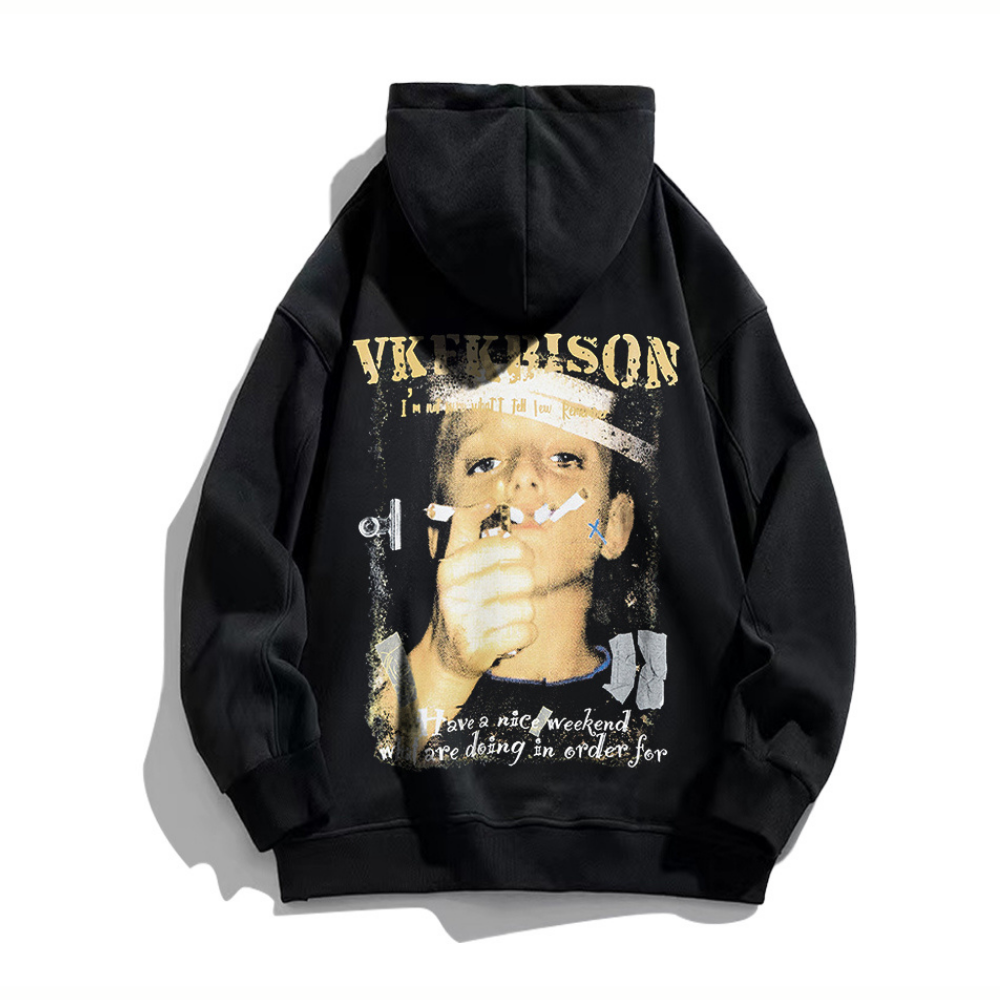 Street Smoking Boys Print  Hoodie